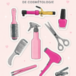 Coffret beauté avec divers produits de soin et de maquillage sur une table en bois