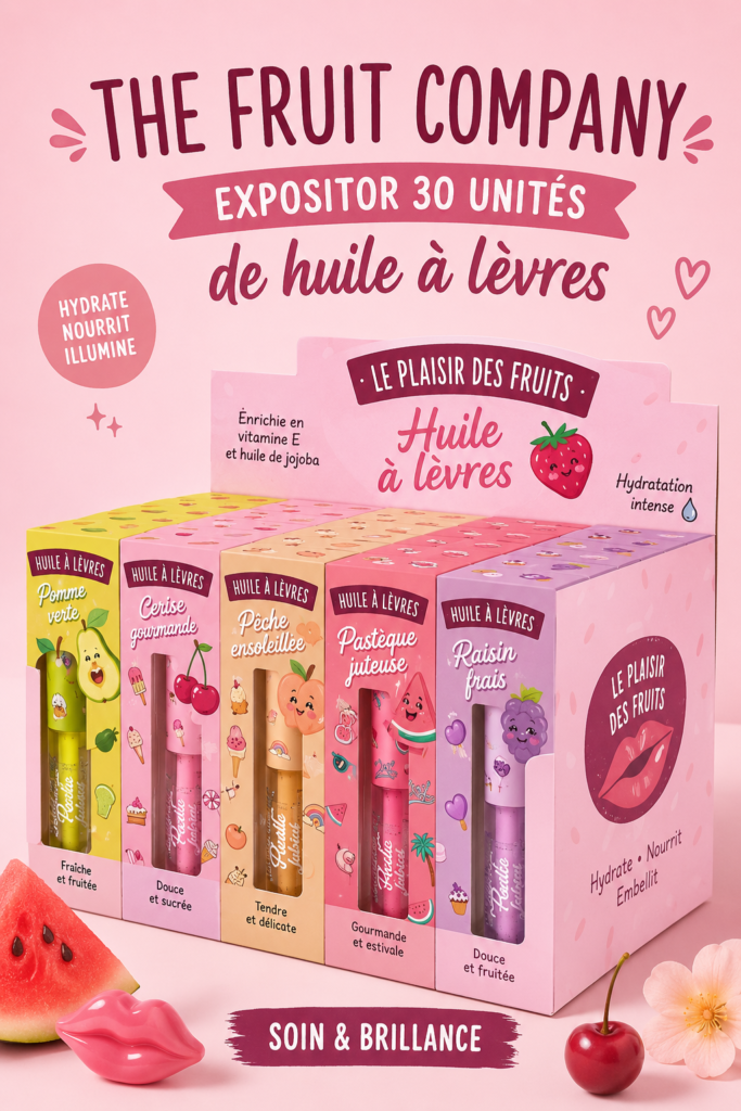 Huiles de fruits naturelles pour soins des lèvres en bouteille