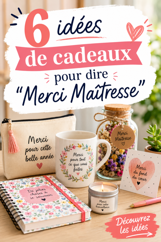 Cadeaux sur une table pour remercier une maîtresse