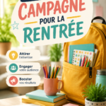 Présentation d'idées cadeaux colorées pour la rentrée sur une table en bois.
