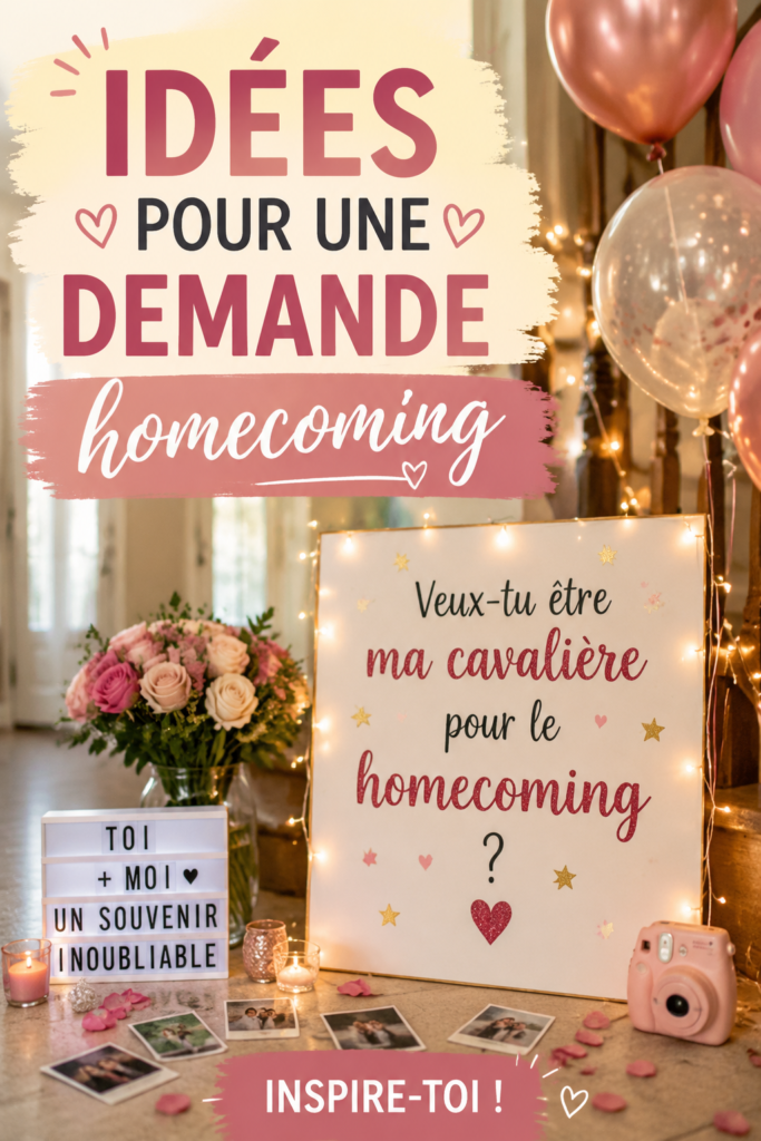 Une demande homecoming originale réalisée dans une ambiance festive, avec des décorations élégantes.
