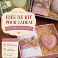 Un kit cadeau coloré prêt à être offert, rempli de produits soigneusement sélectionnés.