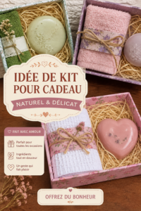 Un kit cadeau coloré prêt à être offert, rempli de produits soigneusement sélectionnés.
