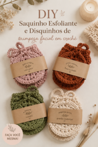 Kit DIY avec disques en crochet et saquinho pour soins du visage