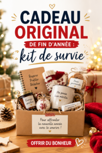 Un kit de survie coloré et bien présenté, idéal pour un cadeau de fin d'année.