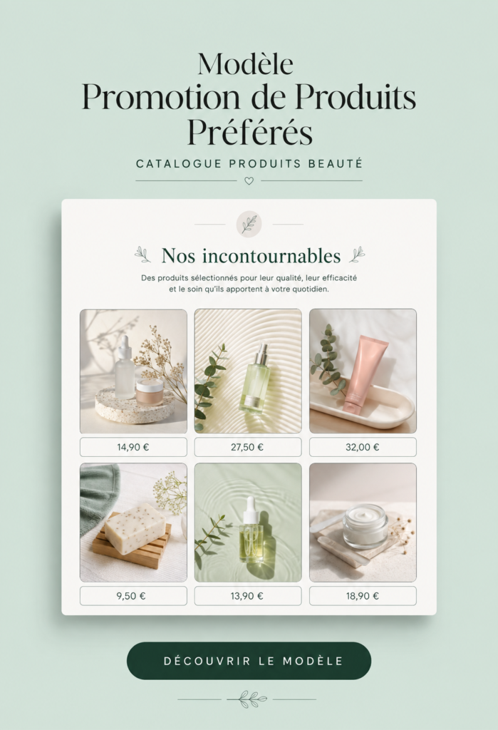 Modèle Canva de promotion de produits de beauté avec un design moderne