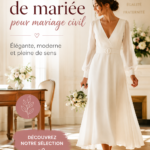 Robe de mariée élégante et simple pour un mariage civil.
