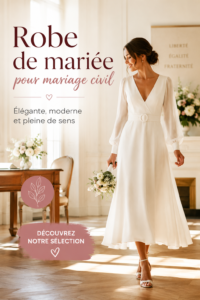 Robe de mariée élégante et simple pour un mariage civil.