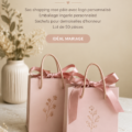 Sac cadeau personnalisé en rose pale avec un nœud, idéal pour des occasions spéciales