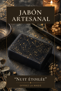 Savon artisanal représentant une nuit étoilée, parfait pour un cadeau chaleureux.