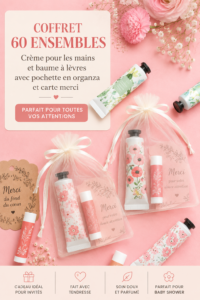 Set de soins mains et lèvres présenté avec un cadeau