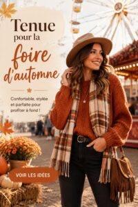 Femme avec une tenue stylée à la foire d'automne