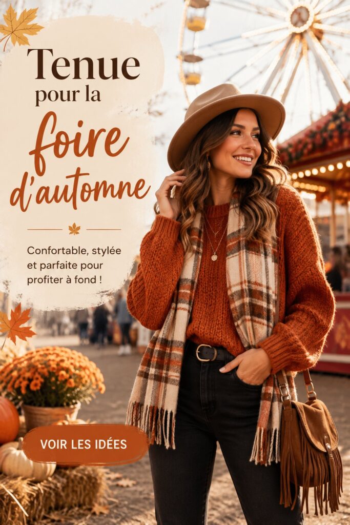 Femme avec une tenue stylée à la foire d'automne