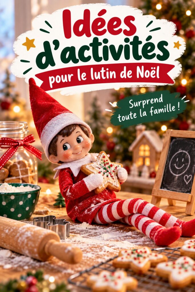 Table décorée avec des activités créatives pour le lutin de Noël
