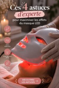 Femme appliquant un masque LED pour soin du visage