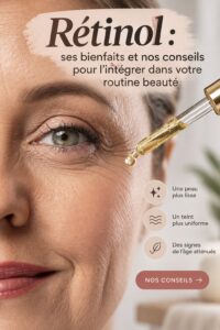 Une main appliquant une crème au rétinol sur un visage radieux.