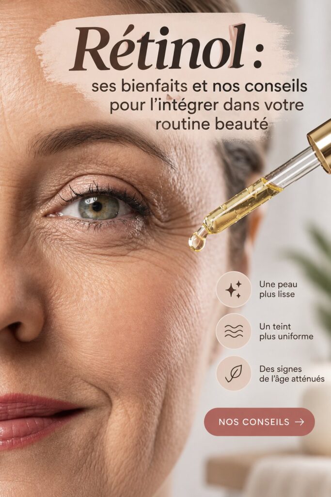 Une main appliquant une crème au rétinol sur un visage radieux.