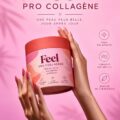 Un pot de poudre de collagène et des ingrédients naturels pour la beauté.