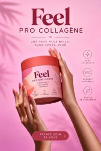 Un pot de poudre de collagène et des ingrédients naturels pour la beauté.