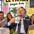 Image d'une femme riant en racontant une blague humoristique au bureau, illustrant la bonne ambiance au travail.