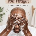 Femme se lavant le visage avec un nettoyant doux pour une peau éclatante