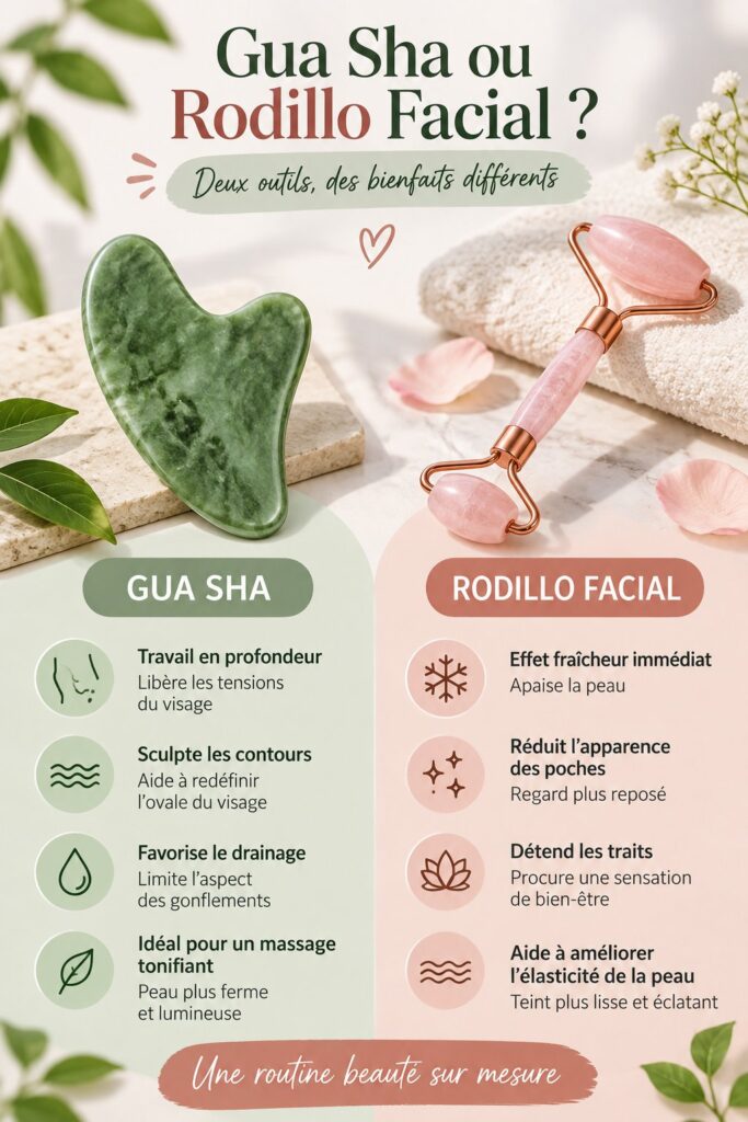 Gua Sha et roller facial pour le soin de la peau