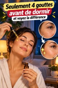 Une bouteille de gouttes relaxantes sur une table de nuit avec une ambiance apaisante