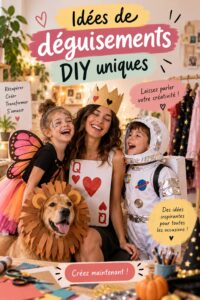 Déguisements DIY uniques montrant la créativité des costumes faits maison.