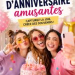 Un groupe d'amis prenant des photos amusantes lors d'un anniversaire.