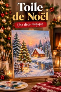 Toile de Noël artistique avec des motifs festifs