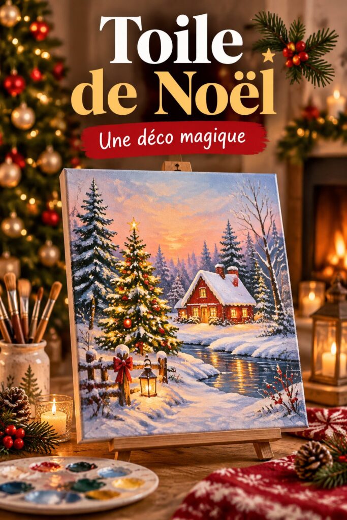 Toile de Noël artistique avec des motifs festifs