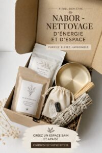 Un kit de purification d'énergie avec divers outils pour harmoniser l'espace de vie.