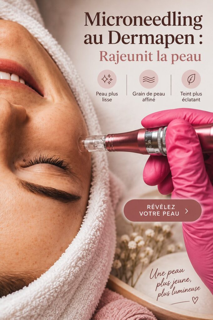 Microneedling en action, technique de soins de la peau pour rajeunir et revitaliser.