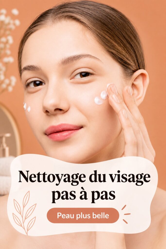 Femme appliquant un produit de nettoyage facial sur son visage
