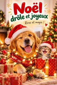 Une table de Noël décorée avec humour et créativité, reflet d'une ambiance joyeuse.