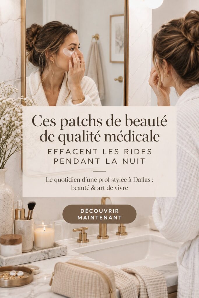Femme appliquant un patch anti-rides sur son visage.