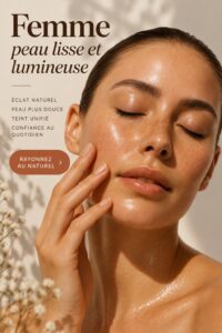 Femme avec une peau lisse et lumineuse, rayonnante de santé.