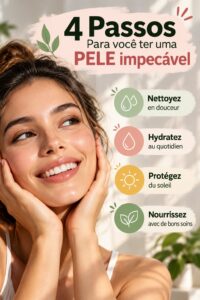 Femme souriante avec une peau éclatante après routine de soins