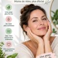 Femme souriante utilisant des soins naturels pour le rajeunissement facial