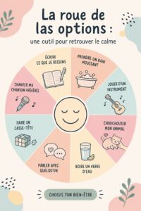 Une illustration de la roue des choix, un outil pratique pour retrouver la sérénité.
