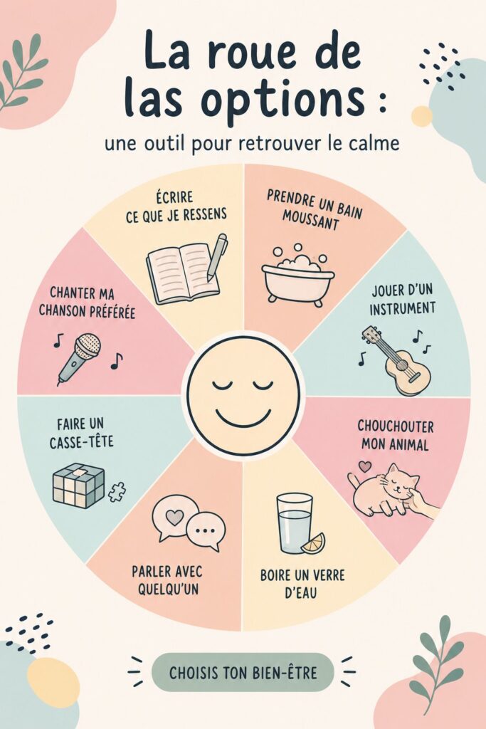 Une illustration de la roue des choix, un outil pratique pour retrouver la sérénité.