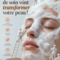 Femme appliquant un soin de peau, rayonnante et sereine