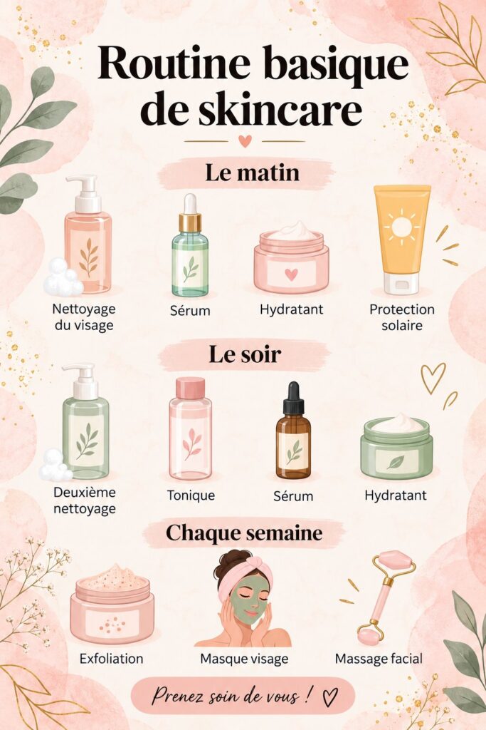 Femme appliquant des soins de la peau dans sa routine de skincare