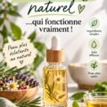 Sérum visage naturel préparé avec des ingrédients bio sur un fond lumineux