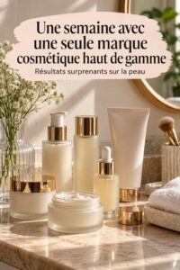 Produits SkinCeuticals sur un comptoir de salle de bain, illuminant l'espace de beauté.