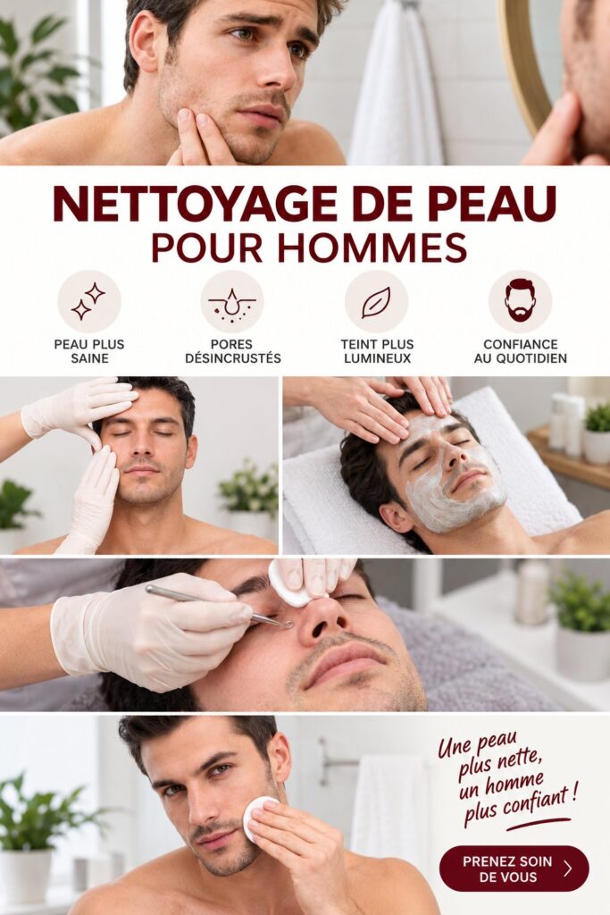 Un homme se nettoyant le visage avec un produit de soin adapté