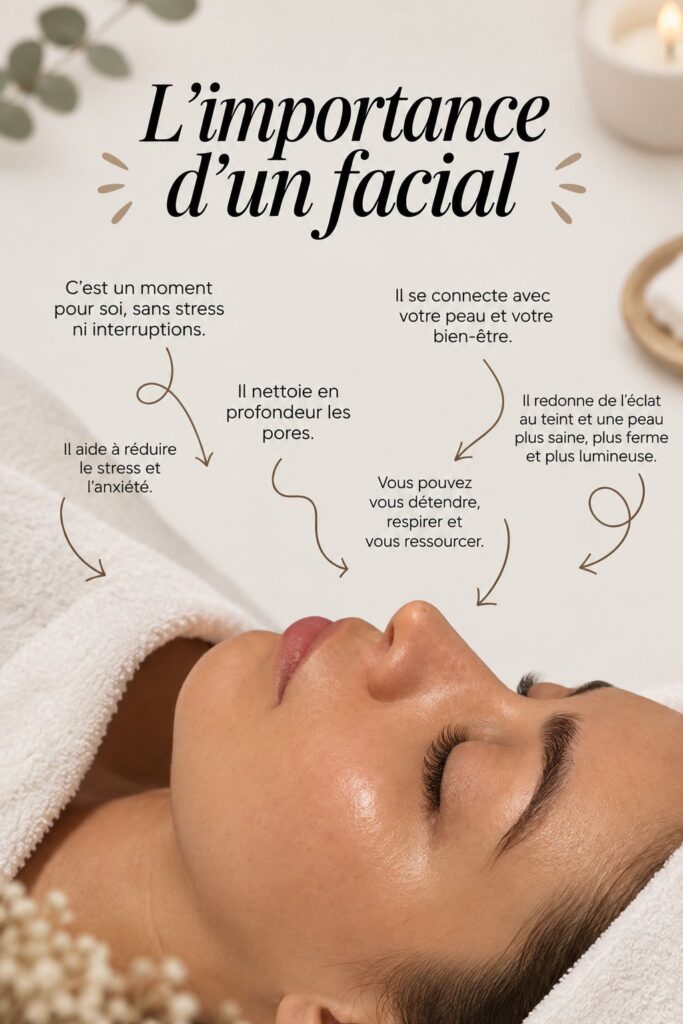 Femme se faisant un soin du visage relaxant au spa, idéal pour offrir en cadeau.