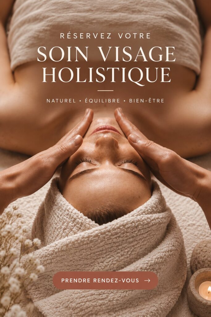 Femme recevant un soin du visage holistique dans un environnement relaxant