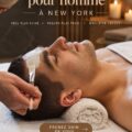 Un homme en train de recevoir un soin du visage relaxant à New York.
