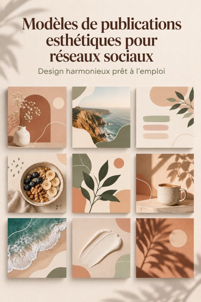 Un aperçu de modèles esthétiques pour réseaux sociaux, élégants et attrayants.